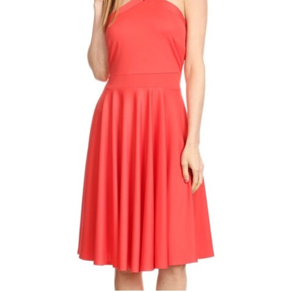 Coral Pleated Halter Dress - Picture 4 of 4